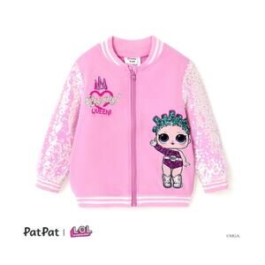 L.O.L. Surprise! Girls Sequins Graphic Lightweight Zip-Up Varsity Sweatshirt 5T